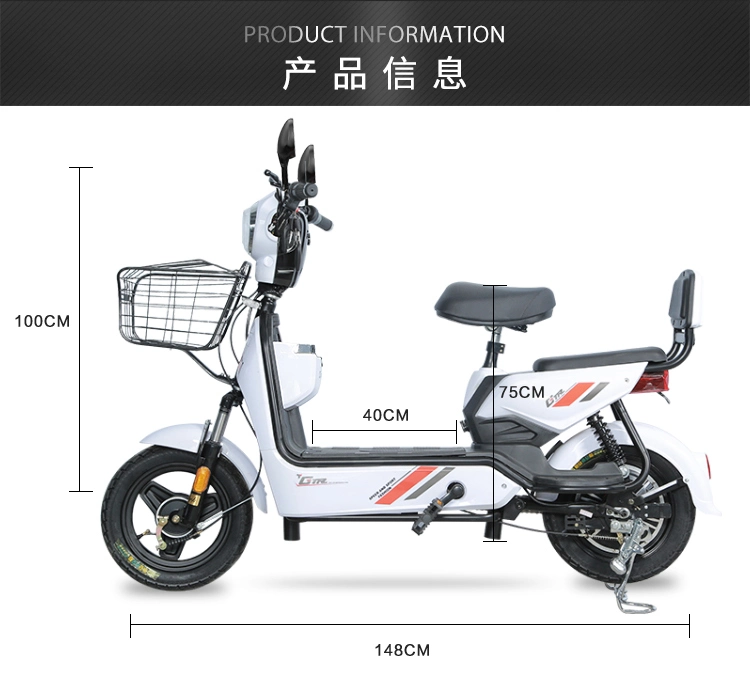Wholesale Electric Bike 350W/500W MID Moter 2-Wheel Bicycle 48V/60V Lead Acid Battery E Scooter Facotry Cheap for Adult
